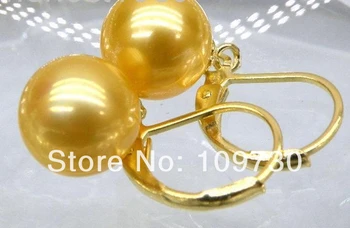 

ry00202 8-8.5mm perfect round golden yellow south sea pearl France dangle earring 14KT