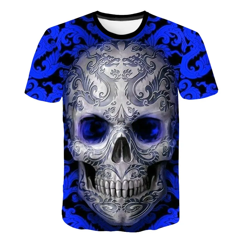 Newest 3D Printed Skulls Pattern T-shirt Summer Fashion Men Tops tee Men Casual Breathable T-shirt O-neck Short Men T-shir