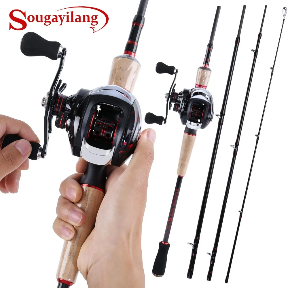 Sougayilang الصيد قضيب بكرة المجموعات-4 قطعة M الطاقة الصب الصيد قضيب القطب و 17 + 1BB Baitcasting بكرة كيت بكارة طقم أدوات