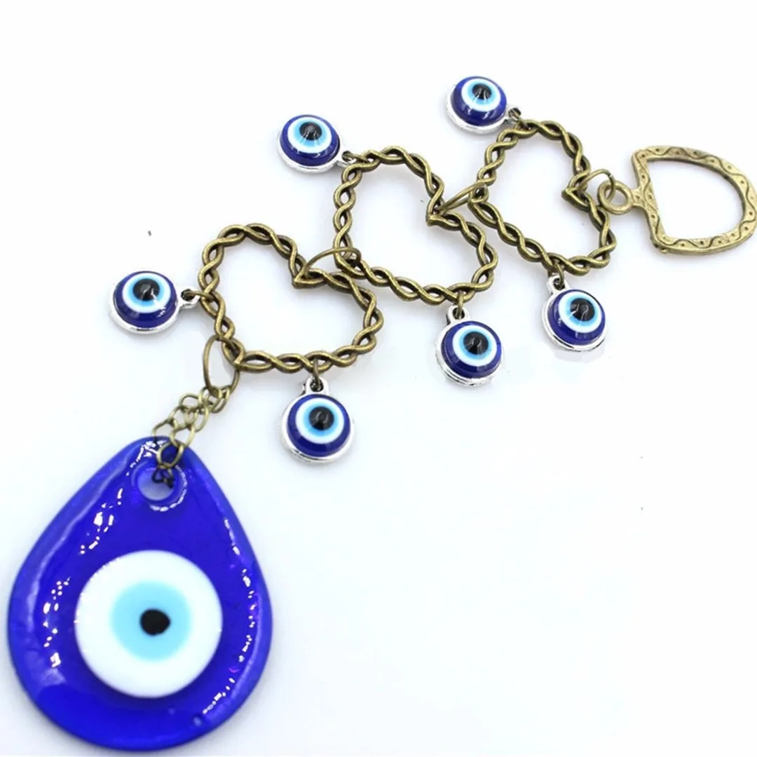 Fatima Hamsa Hand Amulet Turkish Evil Blue Eye Metal Ornament Protector  Glass Eye Charm Pendant Home Kabbalah Jewish Decor