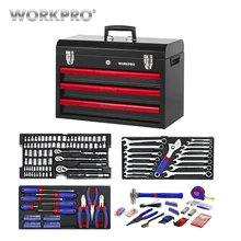 WORKPRO 408PC Домашний набор инструментов Механика Набор инструментов с 3 ящиками сверхмощный металлический ящик