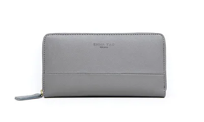 EMMA кожаный женский длинный кожаный бумажник подходящего цвета Модный женский кошелек - Цвет: Gray