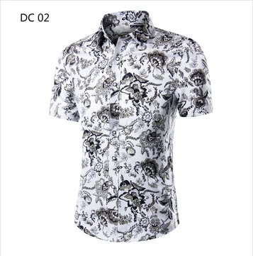 Модная мужская гавайская рубашка с коротким рукавом, Летняя Повседневная рубашка с цветочным принтом для мужчин, Азиатский размер M-3XL, 10 цветов - Цвет: DC02