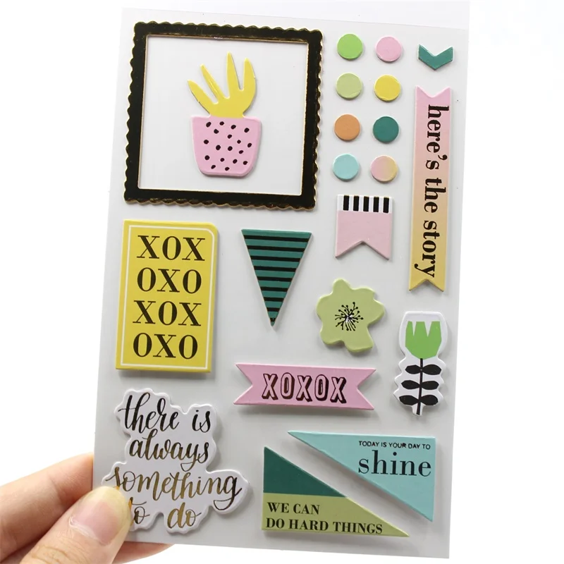

KSCRAFT Here's the story 3D Self- adhesive Paper Stickers for Scrapbooking Happy Planner/Card Making/Journaling Project