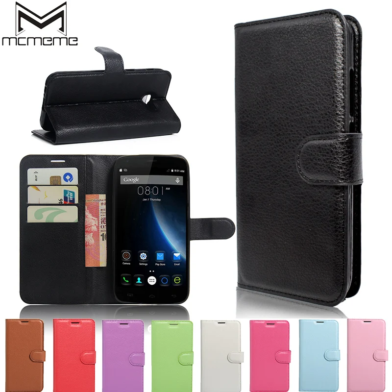 

MCMEME For Doogee T6 Pro Case Luxury PU Leather Back Cover Case For Doogee T6 Case 5.5 inch Flip Phone Bag Skin With Slots Funda