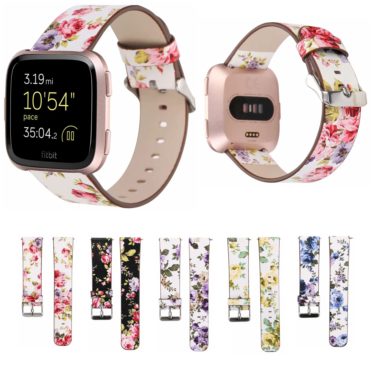 Floral Flower Leather Watch Strap For 