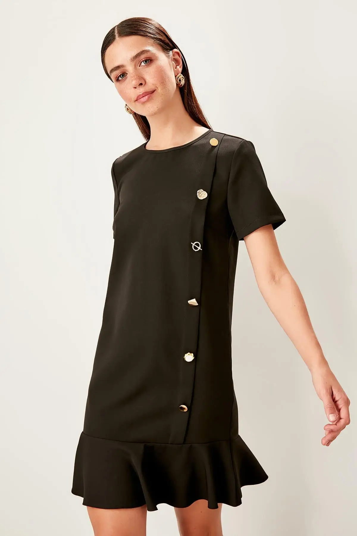 

Trendyol Black Button Detail Dress TWOSS19EL0070
