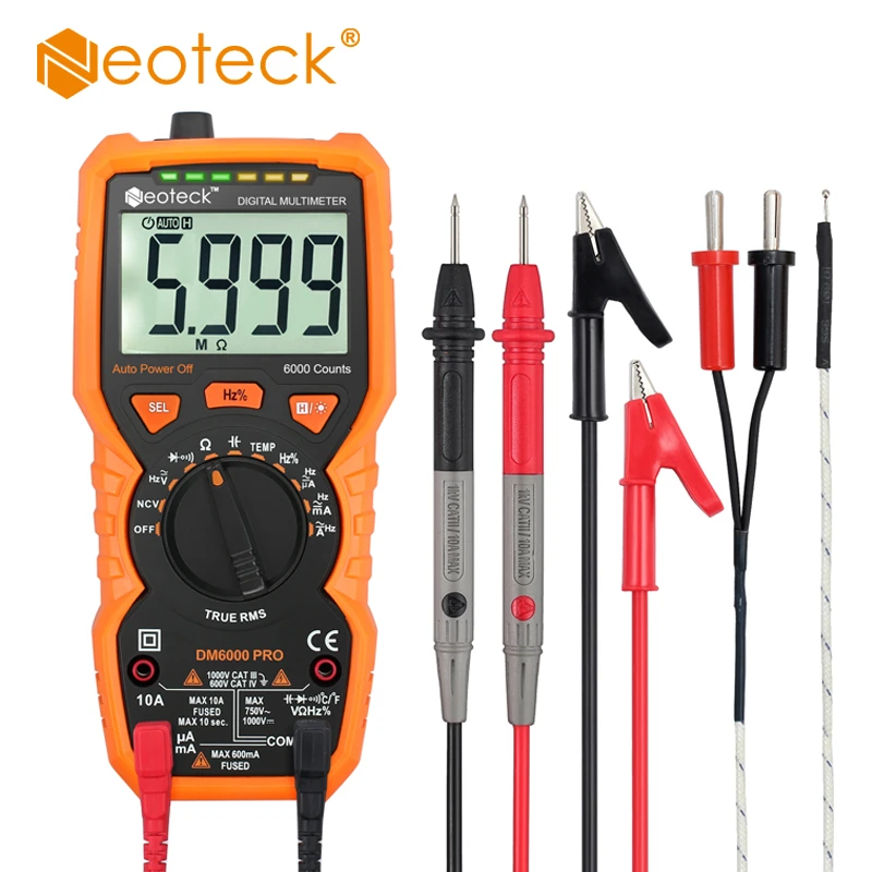 Digital Multimeter 6000 Counts TRMS Auto Ranging Neoteck Multimeter Carrying Case Digital Multimeter 6000 Counts TRMS Auto Ranging Neoteck Multimeter Carrying Case