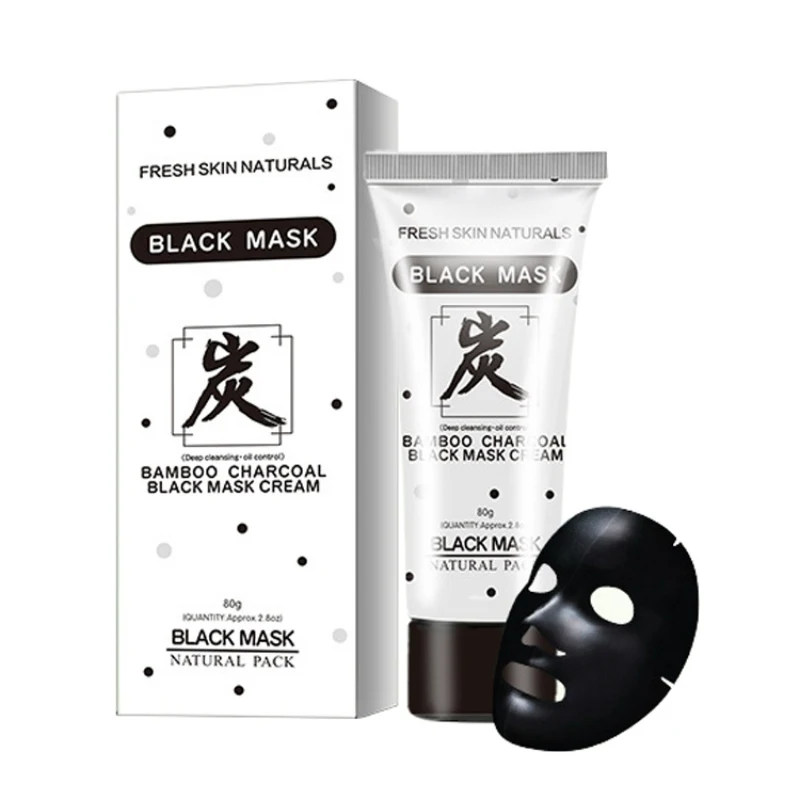 

80g Unisex Face Skin Care Bamboo Charcoal Black Mud Mask Remove Blackhead Acne Face Moisturizing Deep Clean Peel Off Mud Masks