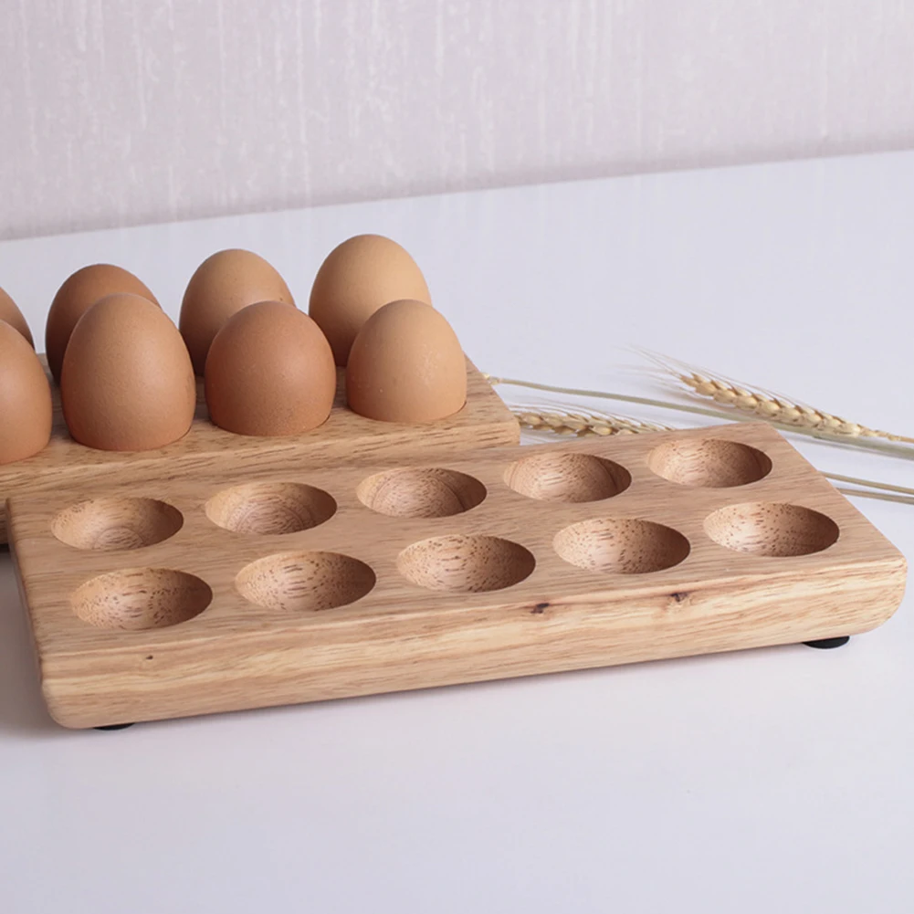 

Crisper Japanese Style Egg Holder Double Row Portable Display Kitchen Storage Rack Decoration Tray Box Wooden Home Organizer