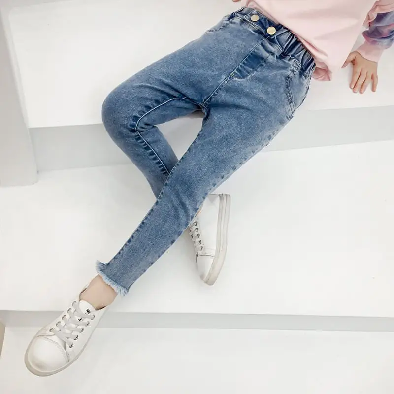 

New Spring Autumn Fashion Children Girl Cotton Solid Denim Leggings Kids Girls Skinny Jeans Pants Baby Girl Clothes Trousers Y42