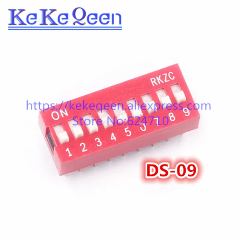 

100PCS/LOT Direct dial code switch DIP switch Color Red Blue DS-09P DS09 DS09P 9Bit 9 Position Coding DS pitch Side Pin=2.54mm