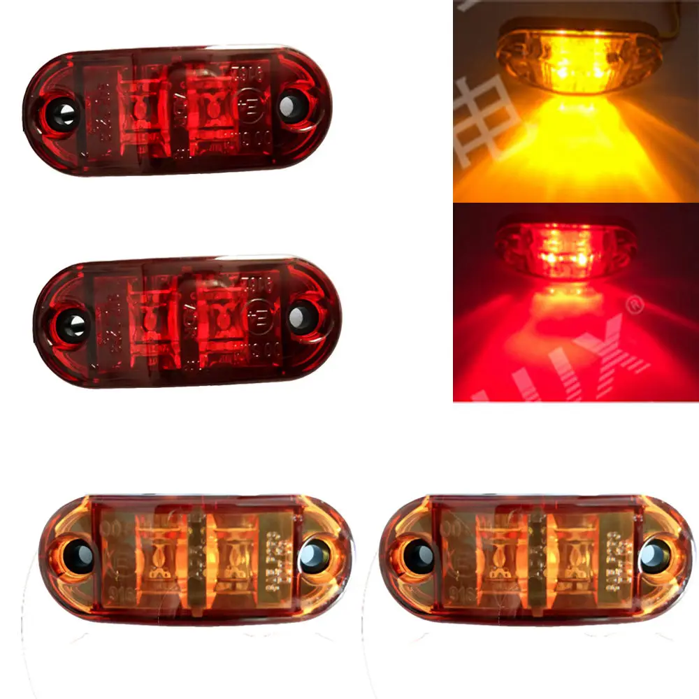 

Amber Red 2 Diode Oval LED Trailer Truck Clearance Side Marker Car Auto Boat NEW Small lights edge lights Car styling