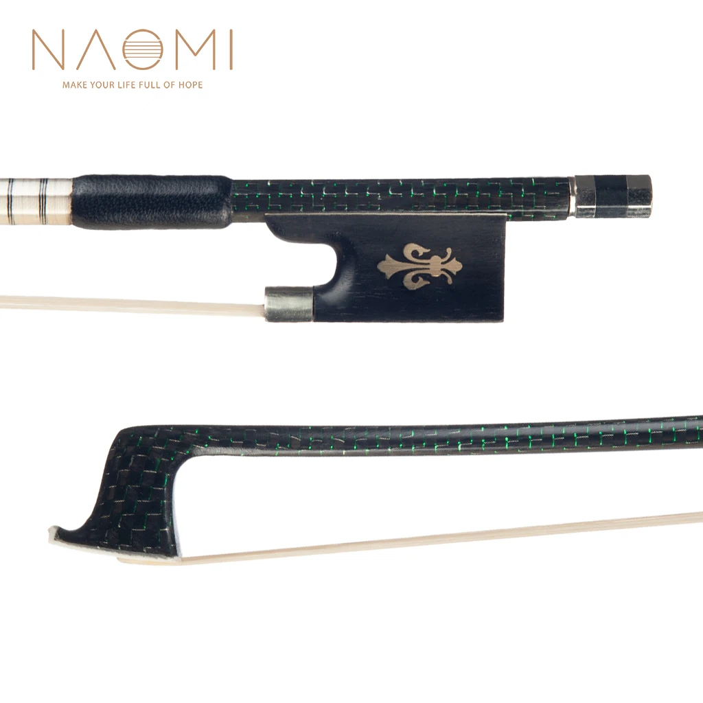 

NAOMI 4/4 Carbon Fiber Violin Bow 4/4 Green Wire Twine Copper Mounted Ebony Frog Mongolia Horse Hair New