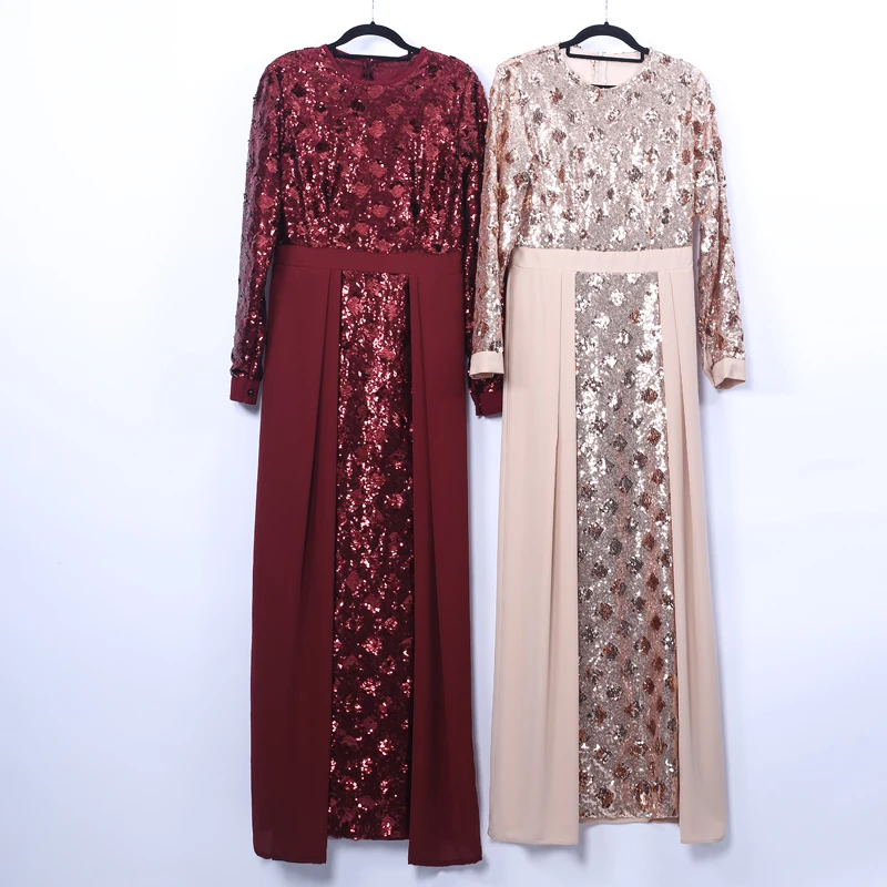 Sequin Vestidos Абая для мусульман, Дубай Арабский пакистанский хиджаб платье для женщин турецкие платья кафтан Elbise Eid халат Musulmane