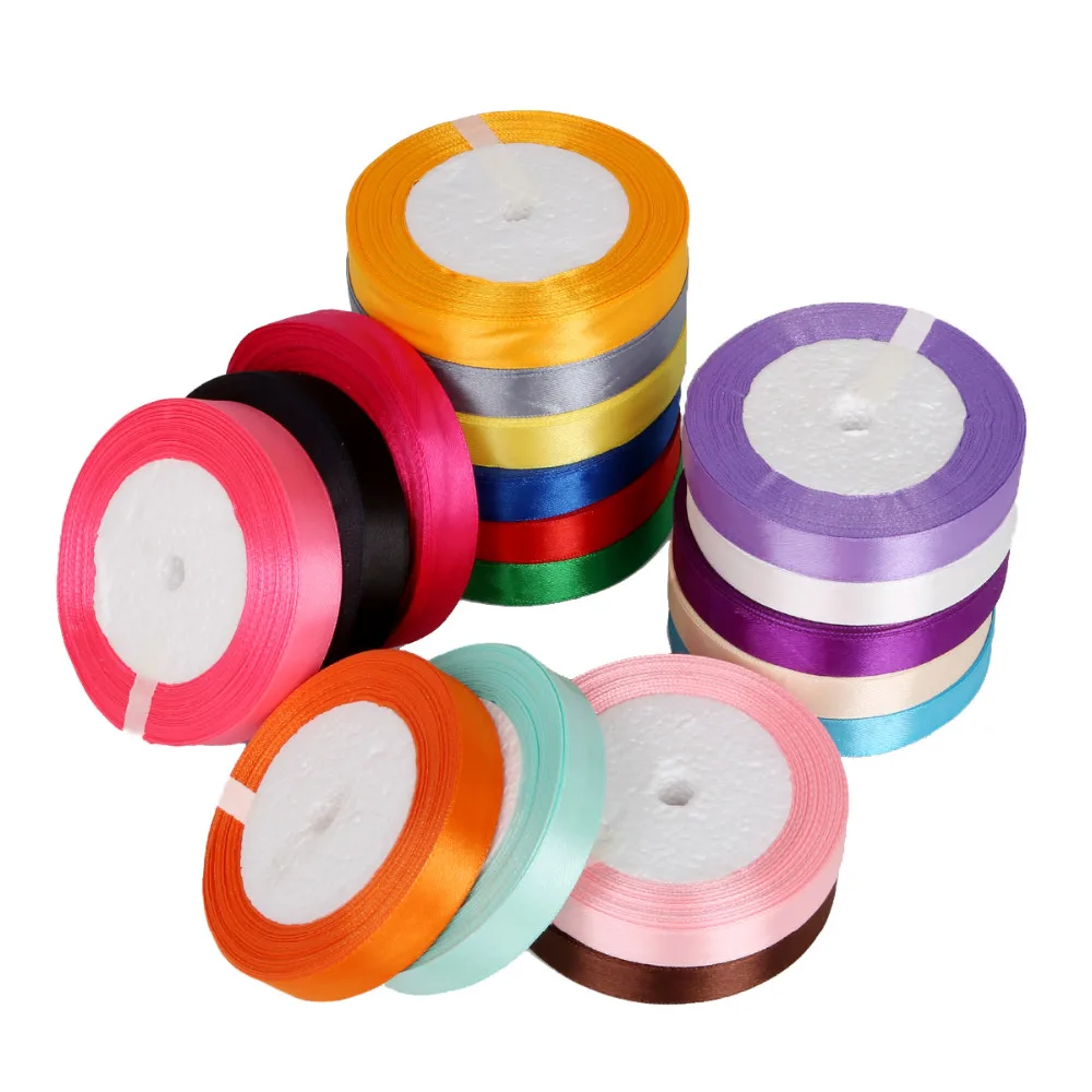 

High Quality 15mm Satin Ribbon for DIY Bow Craft Decor Wedding Party Decoration Gift Wrapping Scrapbooking Supplies 25 Yards