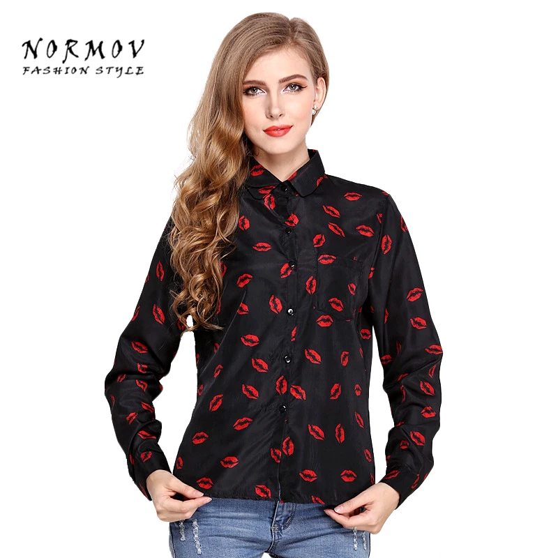 Normov S XL большой Размеры офис рубашка блузка Мода 2018 г. красный Средства ухода за
