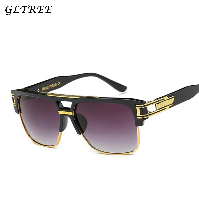 

GLTREE Fashion Designer Oversized Sunglasses Men Metal Frame Square Luxury Mirror Cool Glasses Brand Sunglasses Women Oculos Y9