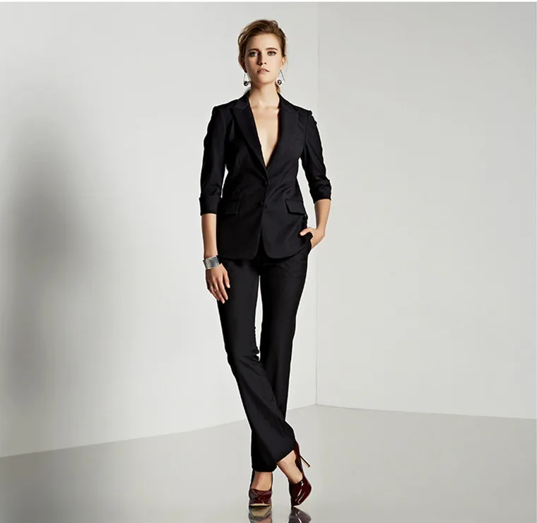 Custom made Autumn Black Slim Fit Business Suit Office Lady New Design Casual Women suits Custom made Autumn Black Slim Fit Business Suit Office Lady New Design Casual Women suits