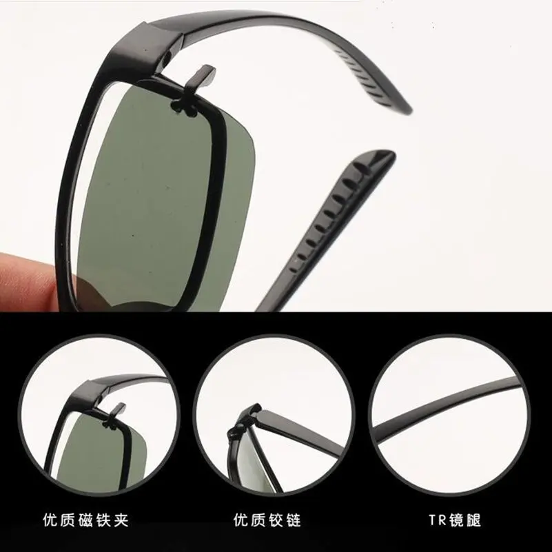 Imixlot 2 In 1 Magnetic Clip On Glasses TR90 Frame Polarized Clip On Sunglasses Magnet Eyeglasses Men Clip Glasses