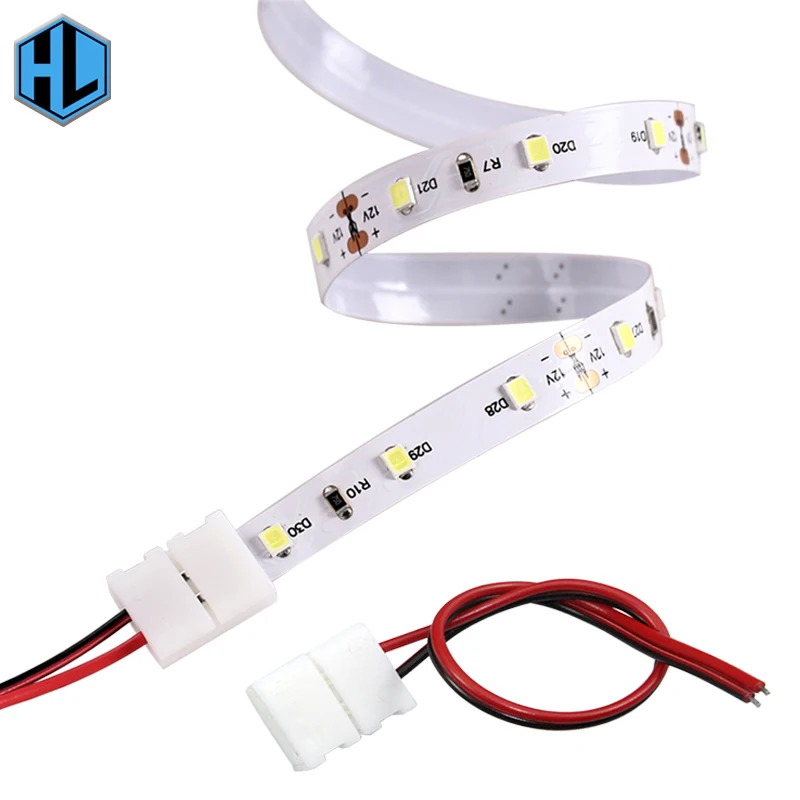 

30 pcs LED Strip Connector 2pin 8mm with Wire Free Connect No Need Soldering /Welding Connector For Led Strip 3528/5050