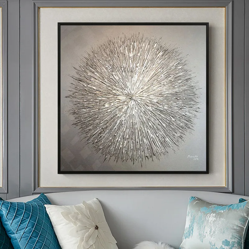 Silver black abstract painting Silver black abstract wall art Silver