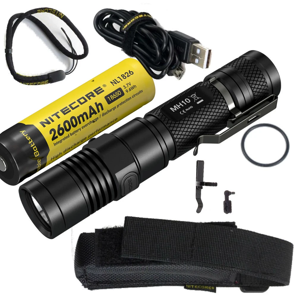 Nitecore MH10 USB зарядка 1000Lm Cree XM-L2 U2 светодиодный фонарик с Nitecore 18650 Nl1826 аккумуляторная батарея