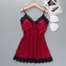 Женский сексуальный атласный модный пэчворк кружевной бант слинг пижамы удобные модные ночная рубашка регулируемые ремни топики четыре сезона