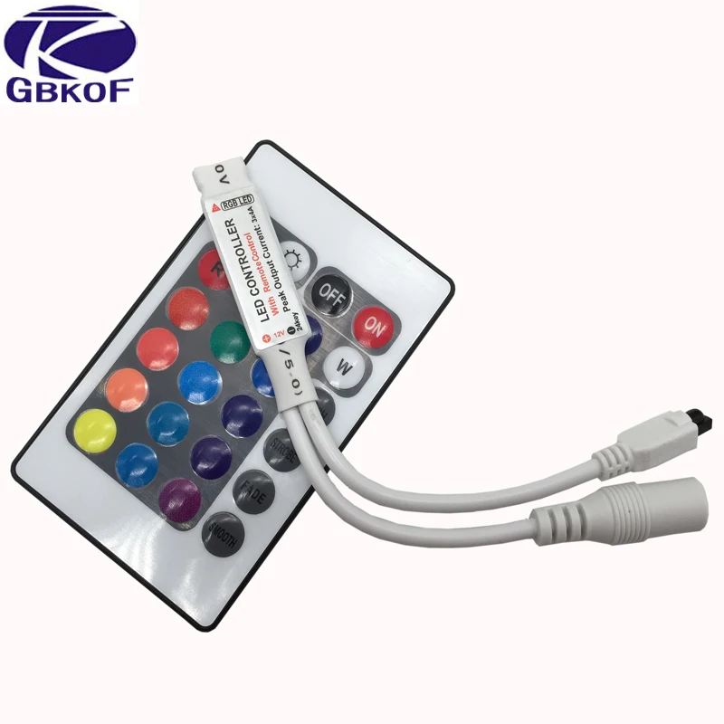 

DC12V 24Key RGB Controller IR Remote Controller With Mini Receiver For 3528/5050 RGB LED Strip Light diode Tape free shipping
