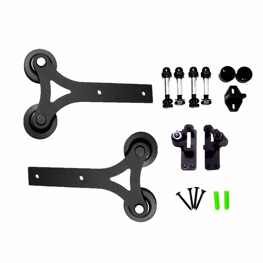 LWZH Basic Wood Barn Door Steel Antique Style Sliding Hardware Track Set Y-Shaped Roller for Closet Sliding Door black carbon steel sliding barn door pull handle sliding closet gate cabinet door handle