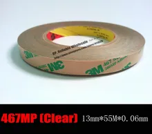 (2.3 mils) 13mm * 55m 3m467mp 200mp filme claro dupla face cola fita de transferência pegajosa para pcb, placa de identificação, tela, junta de borracha