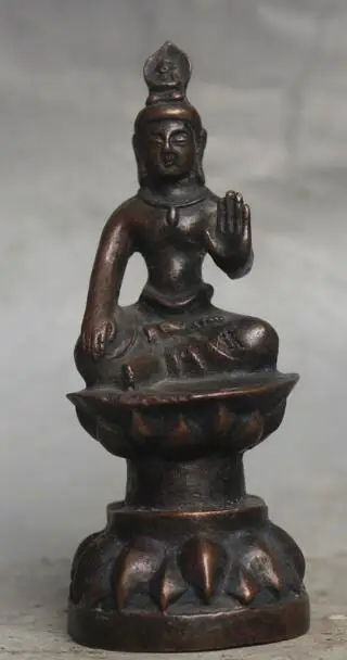 

S5493 5" Old Chinese Buddhism Purple Bronze Seat Kwan-yin Guan Yin Goddess Statue F discount 30% (C0324)