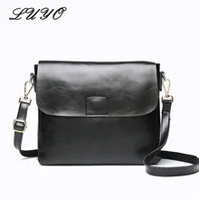 Luyo Пояса из натуральной кожи женщина масло коровьей Повседневное черный плечо Для женщин Курьерские сумки женские Crossbody мешок небольшой патент