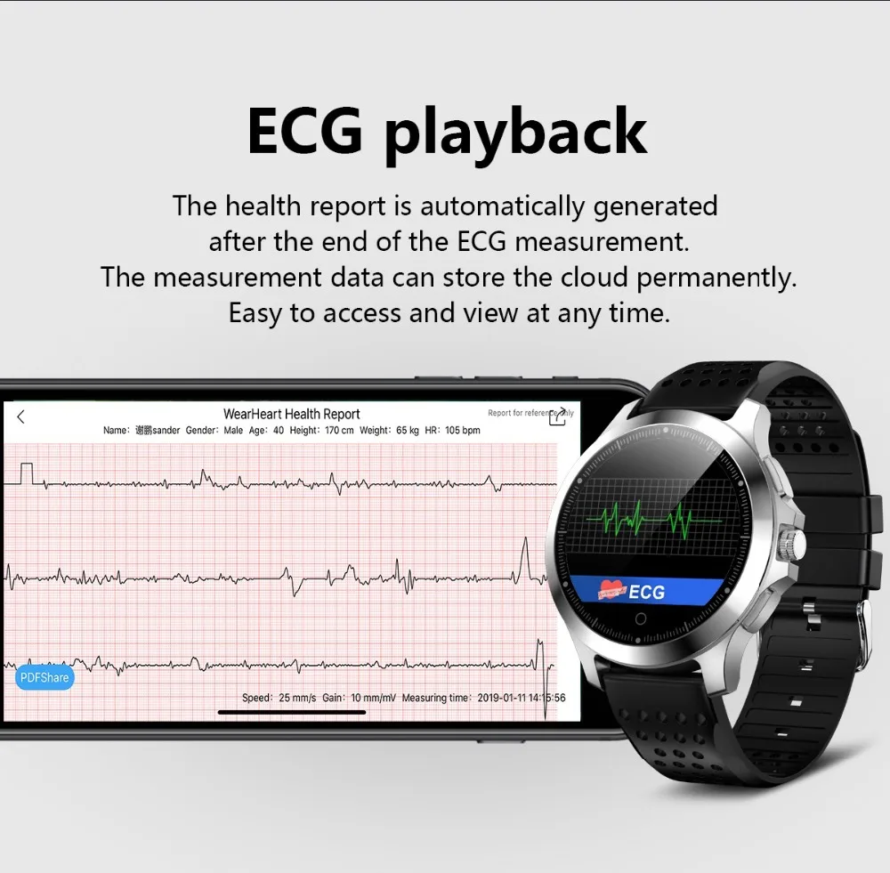 Novo ecg ppg relógio inteligente com eletrocardiograma
