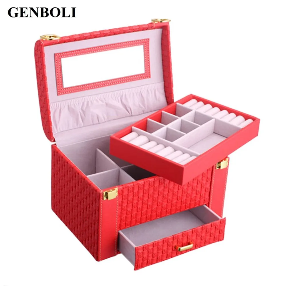 

Hot Jewelry Packaging Box Casket For Jewelry Exquisite Makeup Case Rings Organizer Container Boxes Birthday Gifts