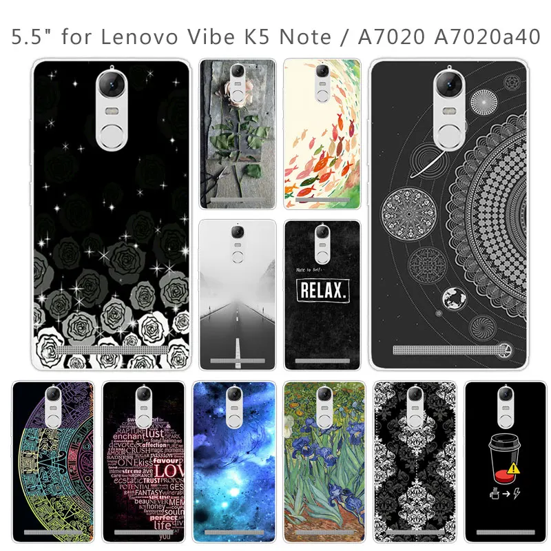 Case for Lenovo K5 Note Luxury Protective Back Cover Vibe A7020 a7020 5.5 inch Capa Funda Marbles Couqe |