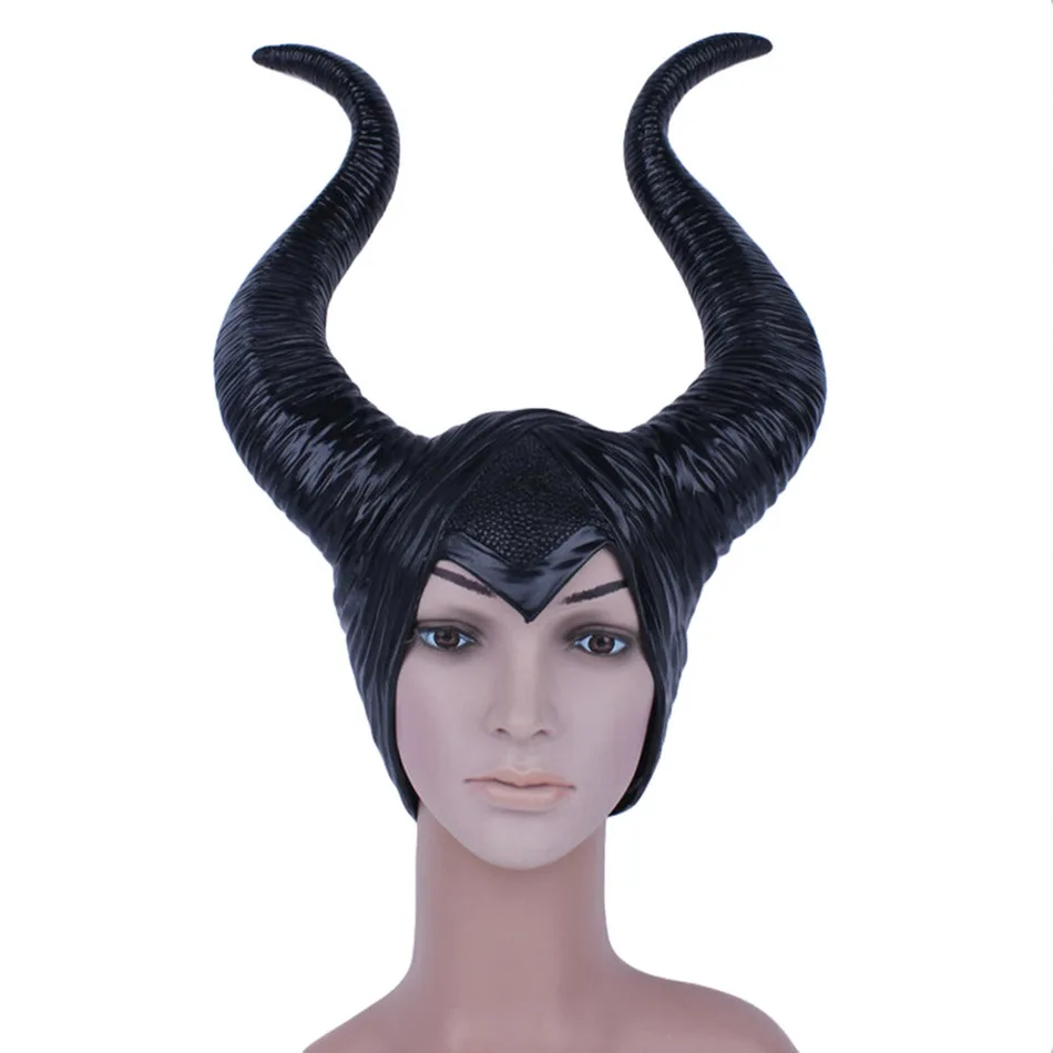 

Maleficent Mask Movie Maleficent Latex Horns Headpiece Halloween Female Masquerade Party Cosplay Rubber Head Masks