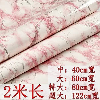 80cm Kitchen oil stickers self-adhesive marble pattern waterproof cabinet stove countertop wallpaper desktop bathroom renovation - Цвет: red marble