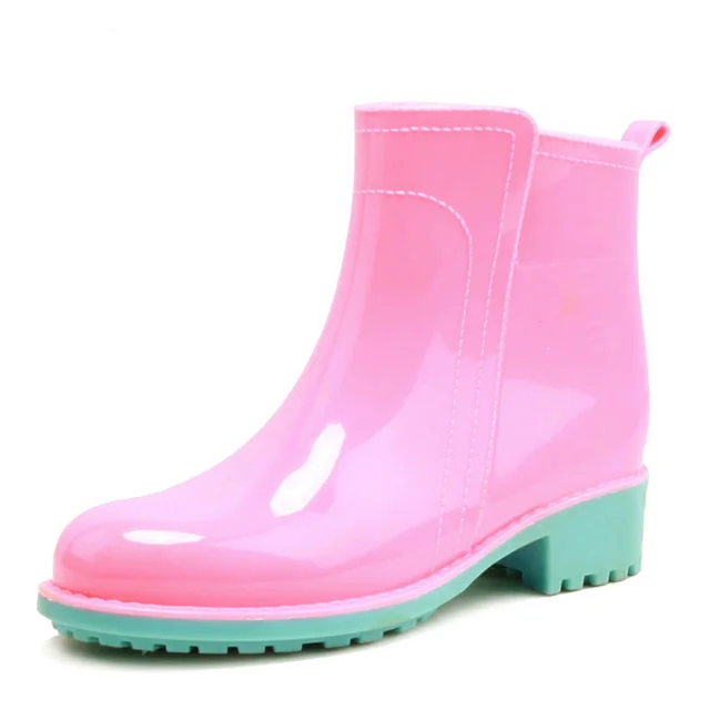HEE GRAND Women Fashion Rainboots Candy Color Anti slip Rubber Boots For Women In Rainning Days