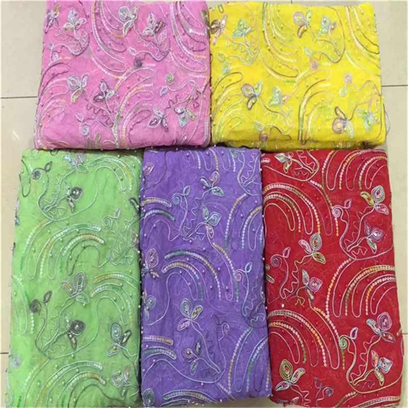 

Nigerian Seuqins Mesh Lace Fabric Red beads Embroidered Lace Guipure African Swiss Voile Net Lace Indian Style Wedding Lace