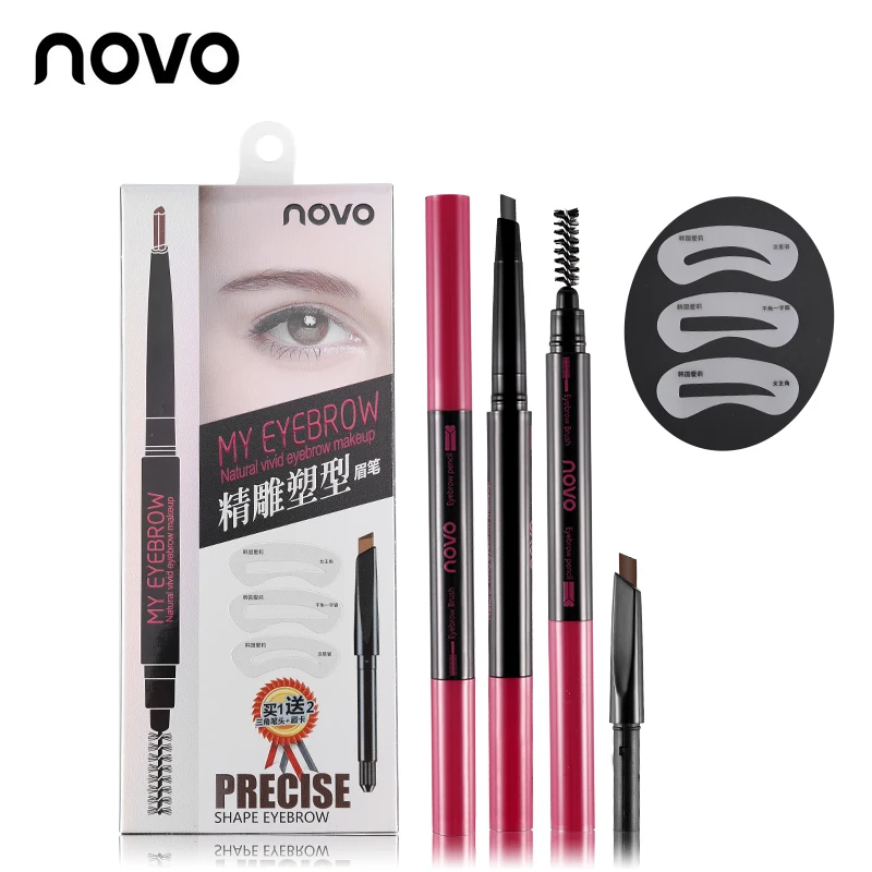 NOVO 5 цветов для бровей карандаш Карандаш для рисования Eye Brow Makeup Tool 3 шт. для бровей Шаблон водостойкий стойкий оттенок бровей Make Up