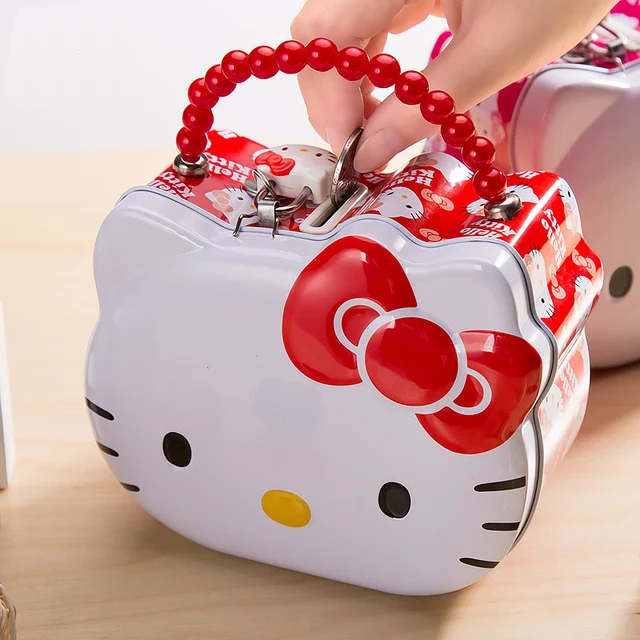 Hello Kitty Safe Small Coin Piggy Bank Metal Saving Money Box Cash