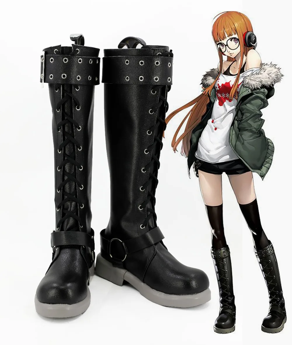 P5 Persona 5 Sakura Futaba Boots Shoes Cosplay Halloween Custom Made Shoes
