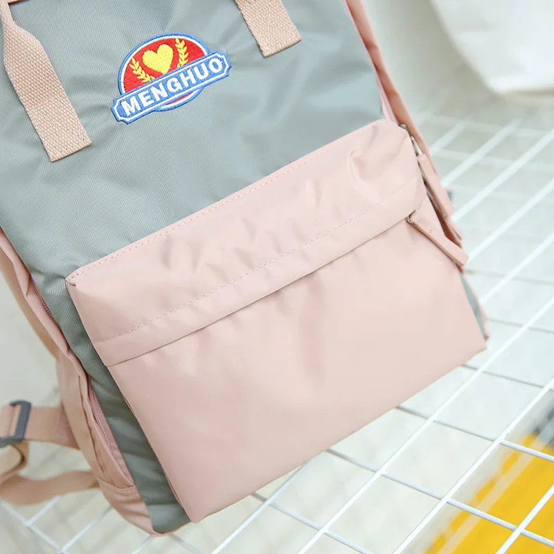 MENGHUO Panelled 2018 Women Canvas Backpack School bag for Girl Ladies Teenagers Casual Travel bags Schoolbag Backpack Mochila (60)