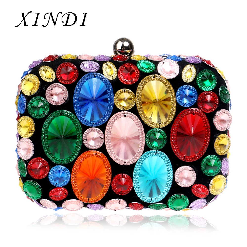 

Dinner Evening Bags Day Clutches For Wedding Party Acrylic Beaded Women Evening Bags With Chain Shoulder Handbags Small Purse