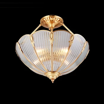 

European style bedroom round full copper pendant lamp simple study room light modern pure copper restaurant led pendant lights