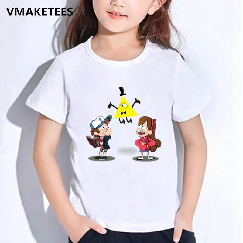 Для детей, на лето для мальчиков и девочек; футболки с рисунком Gravity Falls Гравити Фолз-чашечки сосна с рисунками героев мультфильма Детская футболка забавная одежда для малышей футболка, HKP2415 - Цвет: HKP2415P