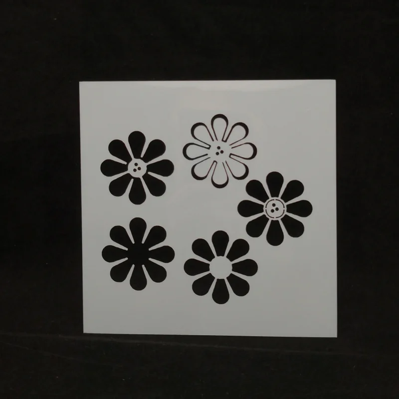 13*13 Cinque Stencil A Strati Di Fiori Per Album Di Ritagli Fai Da Te/Album Di Foto Goffratura Decorativa Da Colorare, Stencil Per Pittura, Decorazion