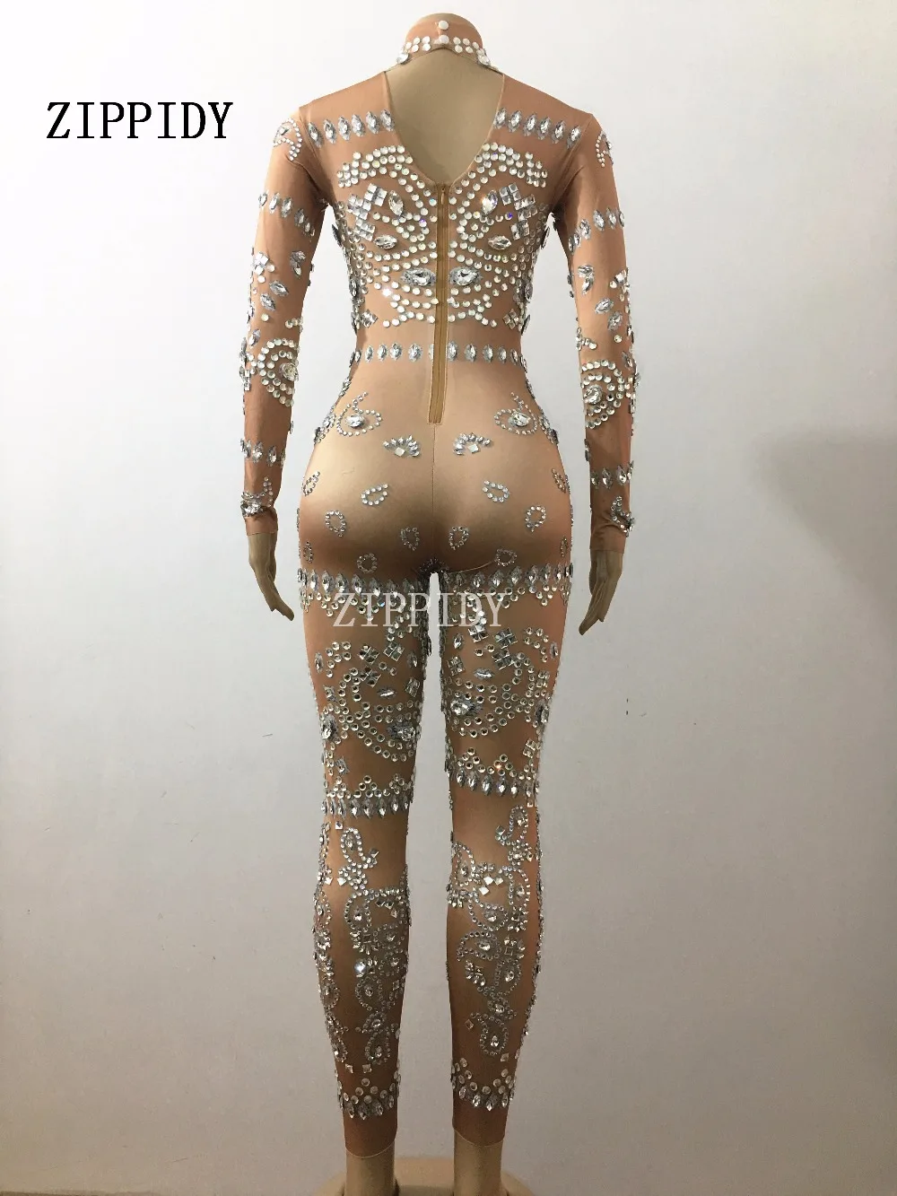 Bal D'anniversaire Nude Soirée Des Salopette Strass Porter Tenue Vêtements Pierres Célébrer Cristaux Costume Body Clairs Sexy Glisten De Parti U6wZX6qx