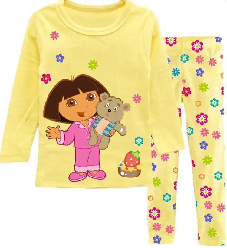 Лидер продаж, стильная детская одежда принцессы для маленьких девочек Пижамы, комплект детской одежды с длинными рукавами, одежда для сна/ночная рубашка, комплект из 2 предметов - Цвет: at the pictures